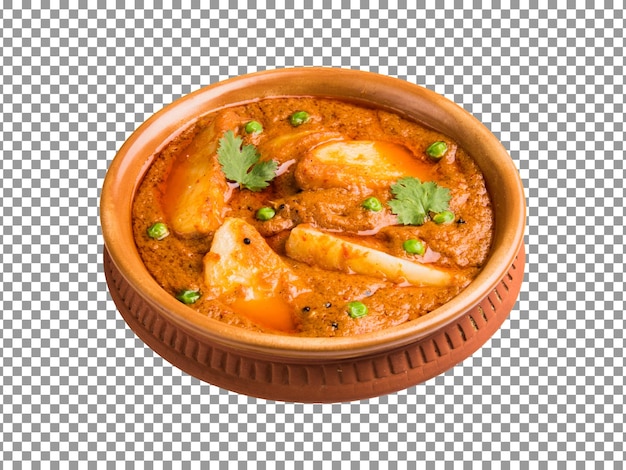PSD un bol de curry de pommes de terre isolé sur fond transparent