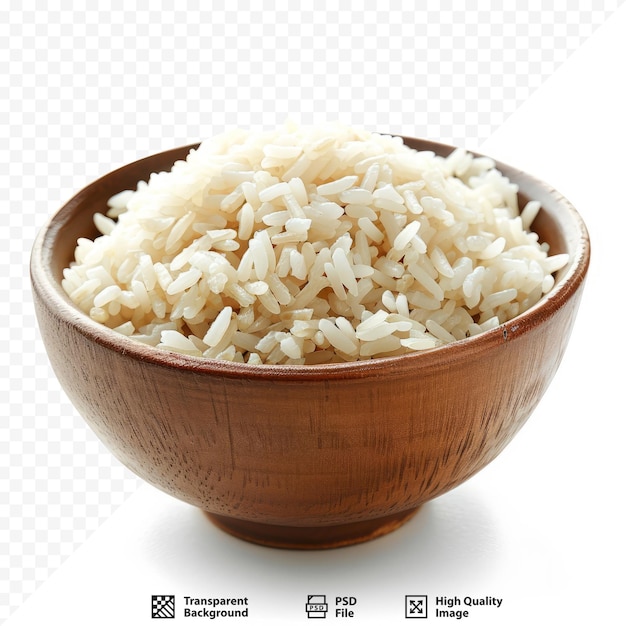 PSD bol avec du riz bouilli savoureux sur fond blanc isolé