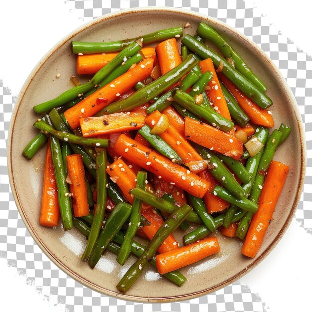 PSD un bol de légumes avec une nappe à carreaux blanche qui dit carottes