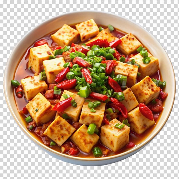 PSD un bol de mapo tofu isolé sur un fond transparent