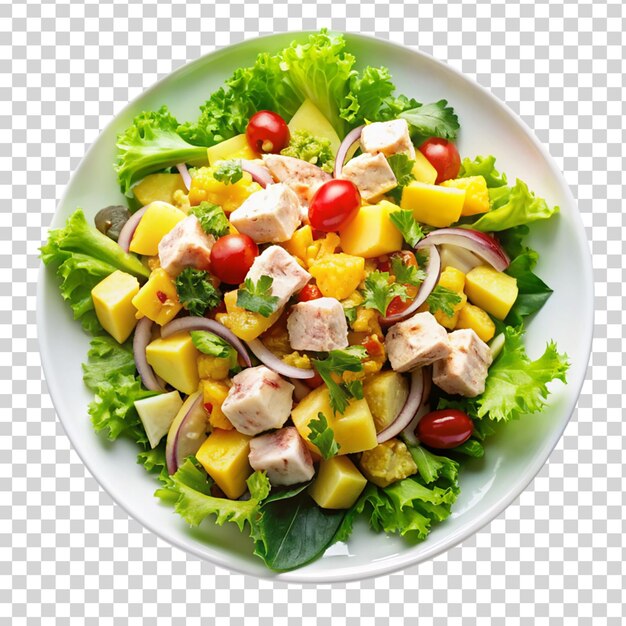 PSD un bol de nourriture avec une salade de légumes et un bol blanc avec un motif à carreaux noir et blanc