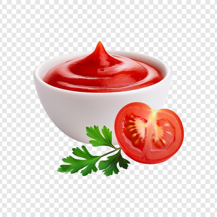 PSD un bol de nourriture avec une tomate et un poivre dessus