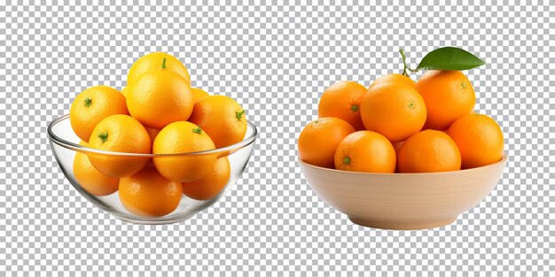 PSD bol d'oranges fraîches ou de mandarines isolées sur un fond transparent