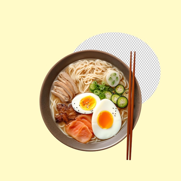 Un Bol De Ramen Avec Un œuf Au Plat Et Des Baguettes