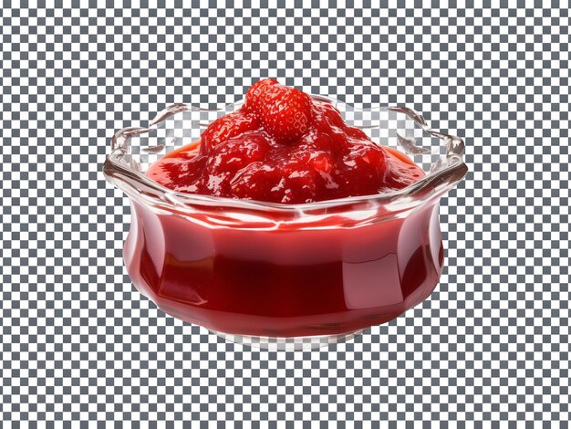 PSD un bol rempli de confiture de fraises fraîches isolé sur un fond transparent