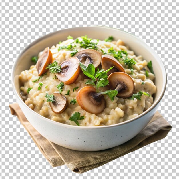 Un Bol De Risotto Au Champignon Crémeux Cuit