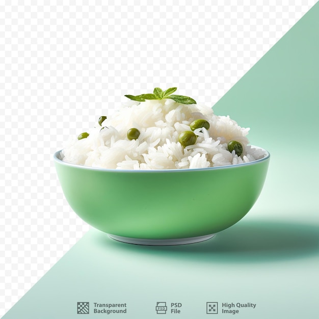 un bol de riz avec un bol vert de riz et une image de riz