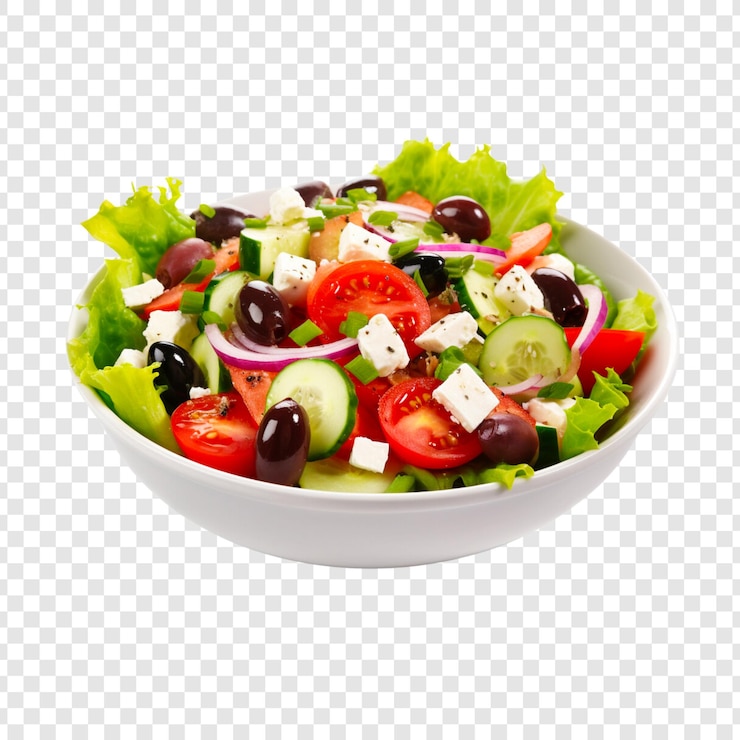 PSD un bol de salade savoureuse avec des légumes sur un fond transparent.