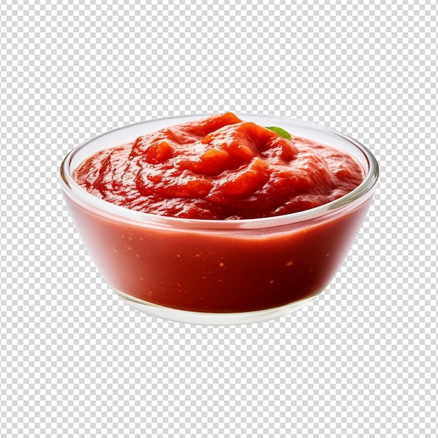 Un Bol De Sauce Rouge Sur Un Fond Blanc Transparent