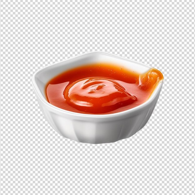 Un Bol De Sauce Rouge Sur Un Fond Blanc Transparent