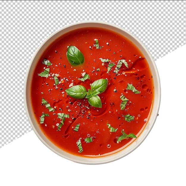 PSD un bol de sauce tomate avec du basilic et du persil