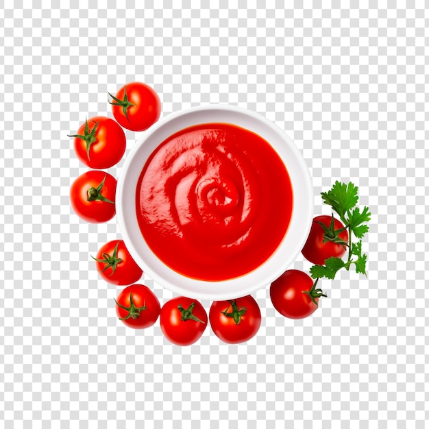 PSD bol de sauce tomate ou de ketchup isolé sur un fond transparent