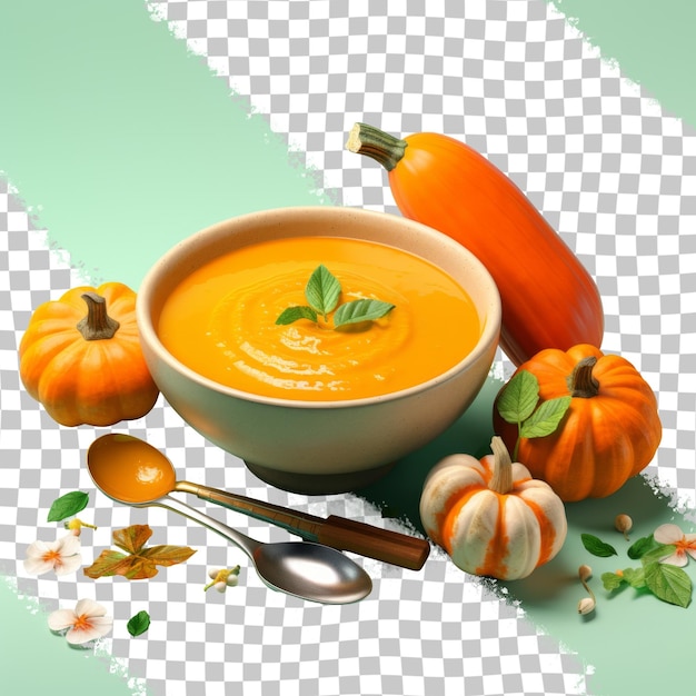 PSD un bol de soupe avec une citrouille sur le dessus