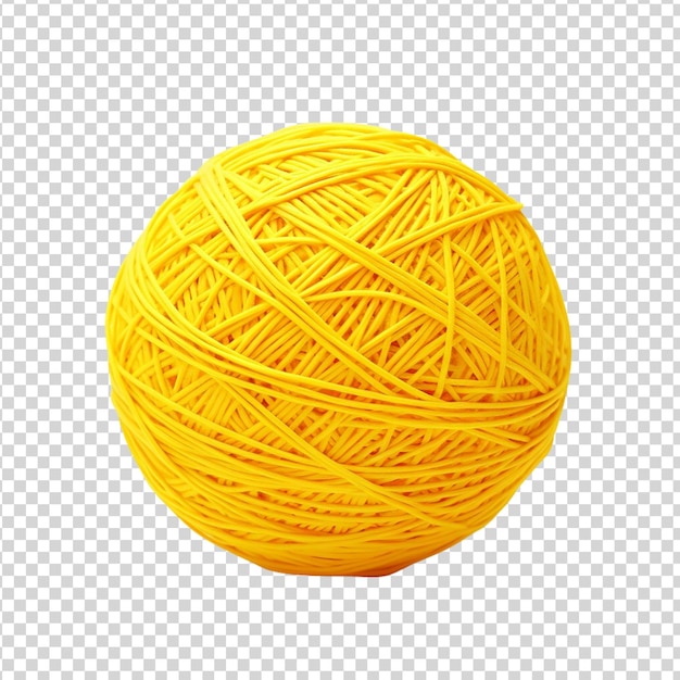 PSD bola amarela de fios de lã isolada sobre fundo transparente