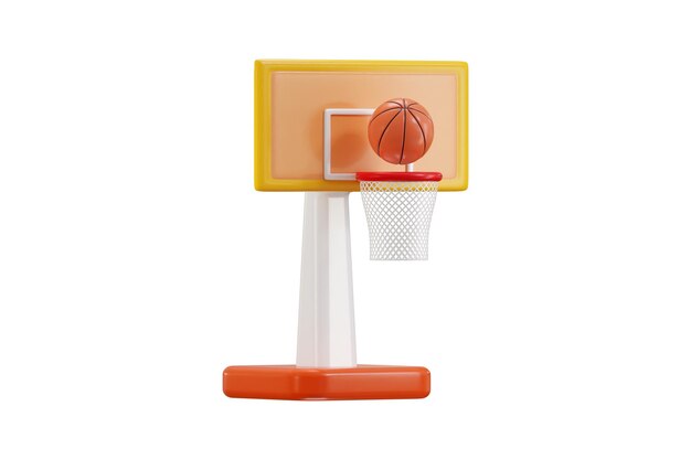 Bola de baloncesto con icono de aro Ilustración vectorial de renderizado 3D