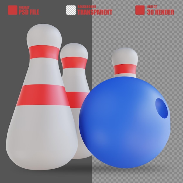 Bola de bolos de ilustración 3d deporte 3