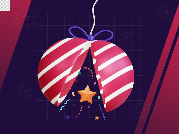 PSD bola de confeti de paquete de iconos de año nuevo 3d