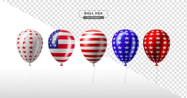 Bola de festa com cores e bandeira dos estados unidos em 3d render