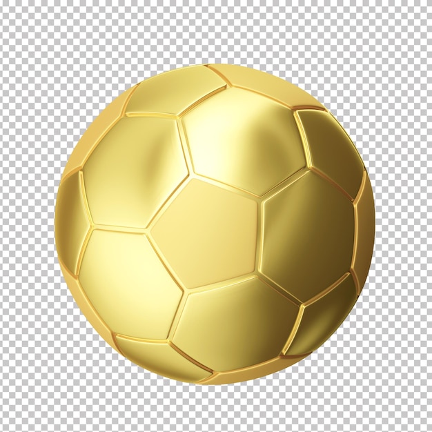 PSD bola de futebol 3d dourada com fundo transparente