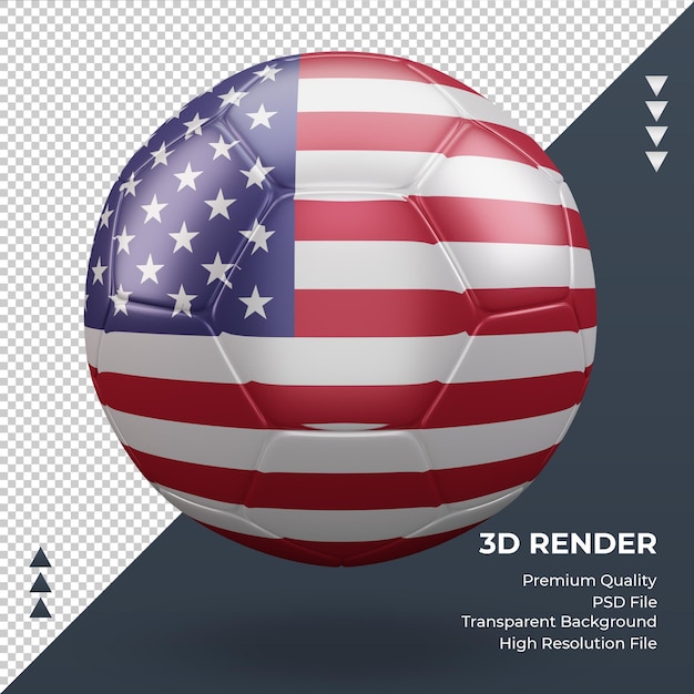Bola de futebol América bandeira renderização 3D realista vista frontal