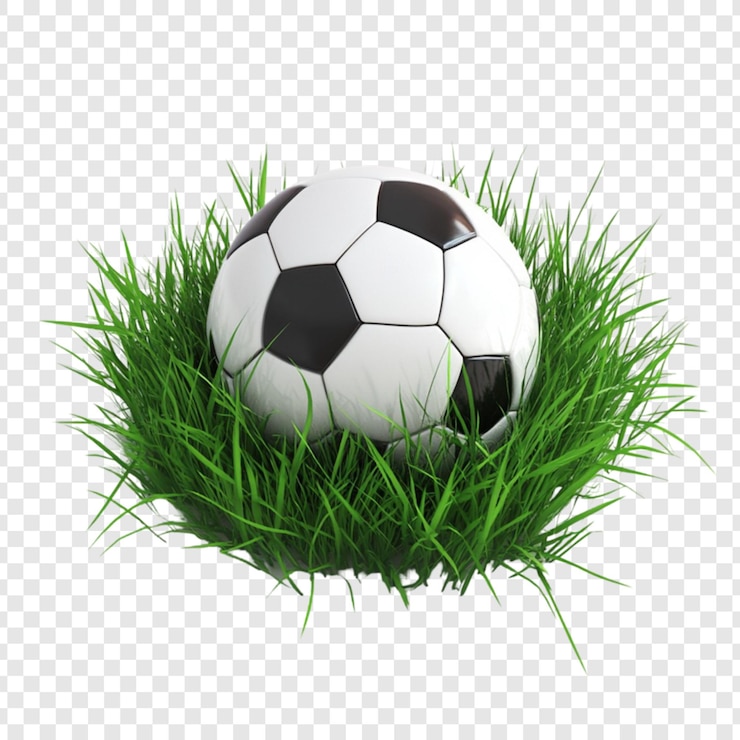 PSD bola de futebol aninhada na grama verde exuberante pronta para um jogo uma imagem perfeita para fãs de esportes e atletas