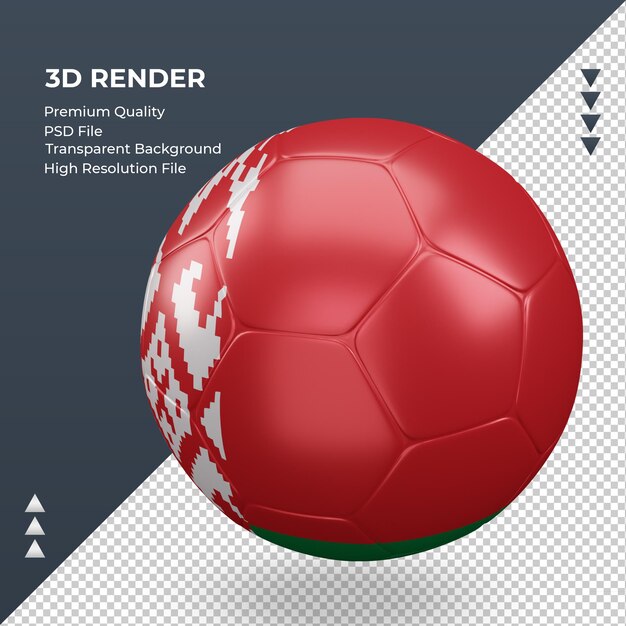 Bola de futebol bandeira da Bielorrússia renderização 3D realista vista direita