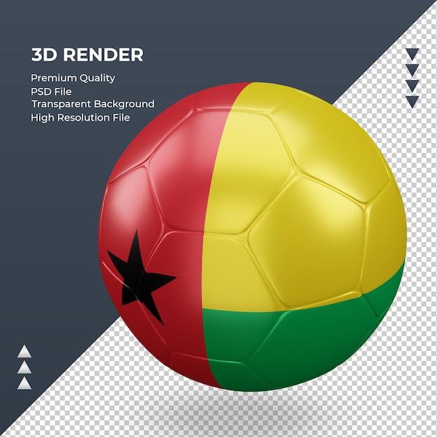 Bola de futebol Bandeira da Guiné renderização 3D realista vista direita