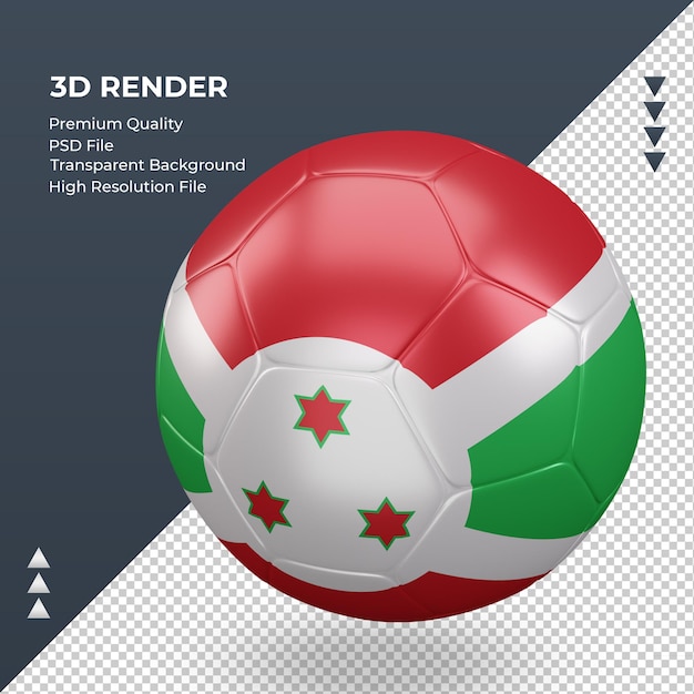 Bola de futebol bandeira do burundi renderização 3d realista vista direita