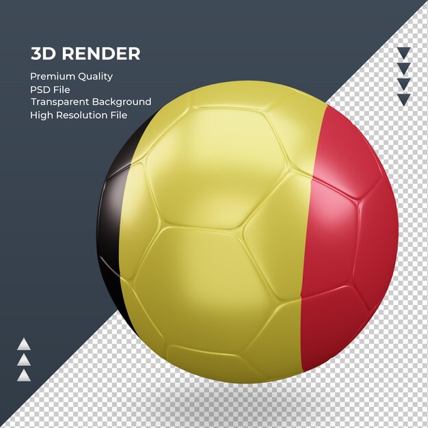 Bola de futebol Bélgica bandeira renderização 3D realista vista direita