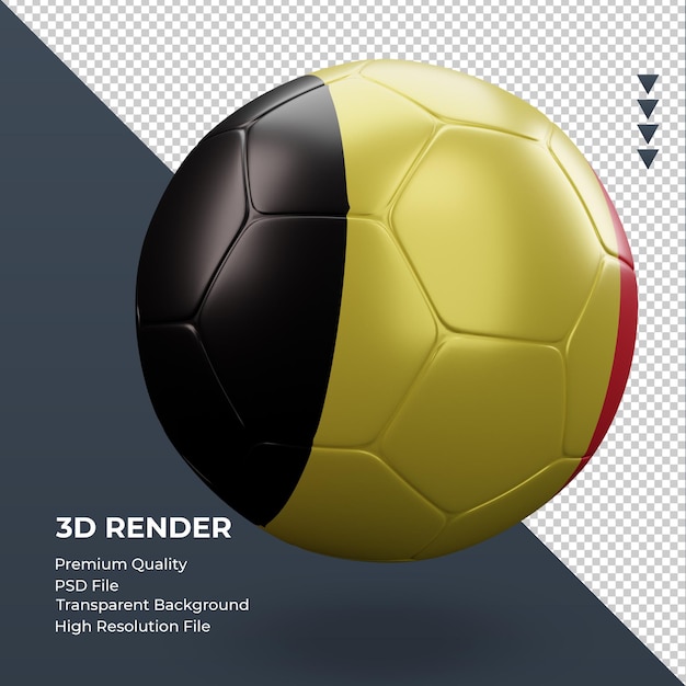 Bola de futebol Bélgica bandeira renderização 3d realista vista esquerda