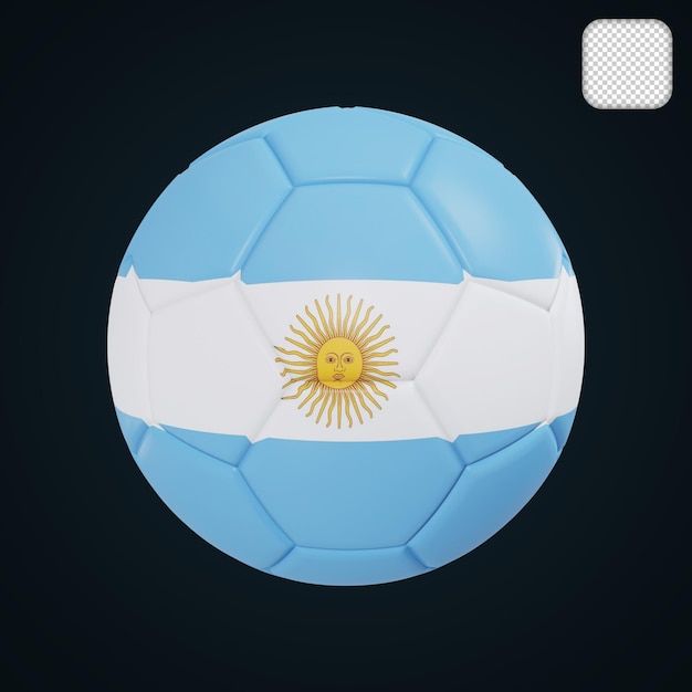 PSD bola de futebol com ilustração 3d da bandeira da argentina