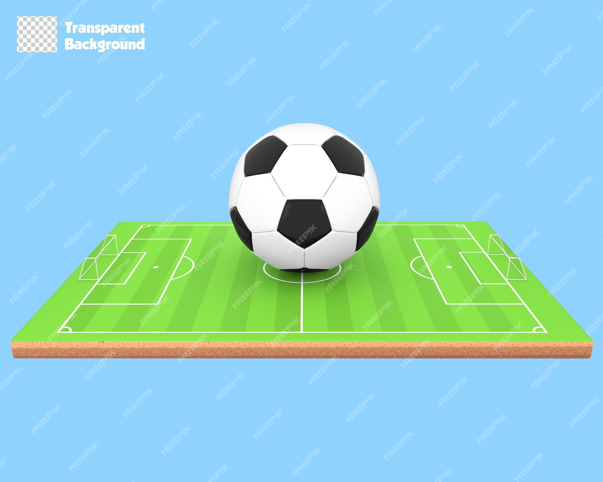 3D render ilustração futebol na vista de trás do gol no campo de futebol  7436634 Foto de stock no Vecteezy