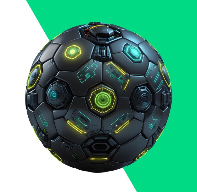 PSD bola de futebol futurista em 3d