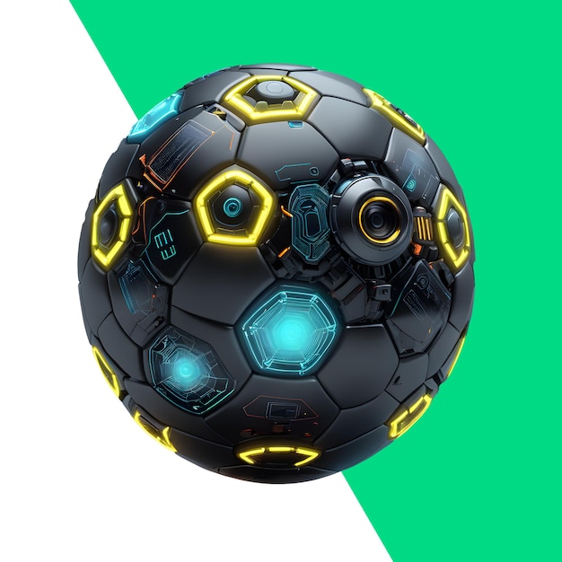 PSD bola de futebol futurista em 3d