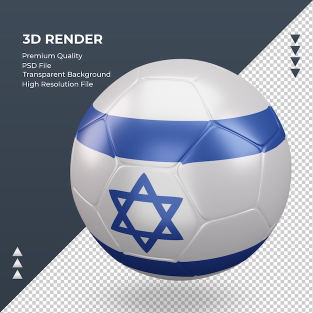 Bola de futebol israel embandeira a renderização 3d realista vista direita