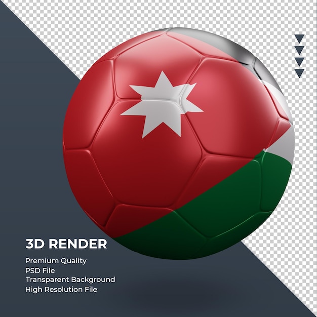 Bola de futebol jordan bandeira renderização 3d realista vista esquerda