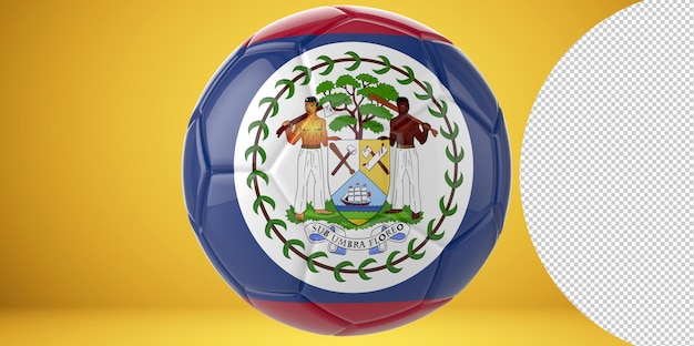 Bola de futebol realista 3d com a bandeira de belize isolada em fundo png transparente