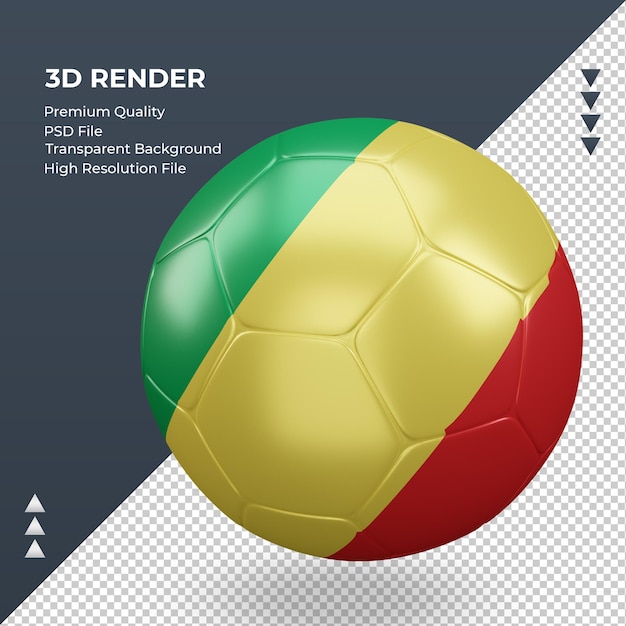 Bola de futebol república do congo com renderização 3d realista vista direita
