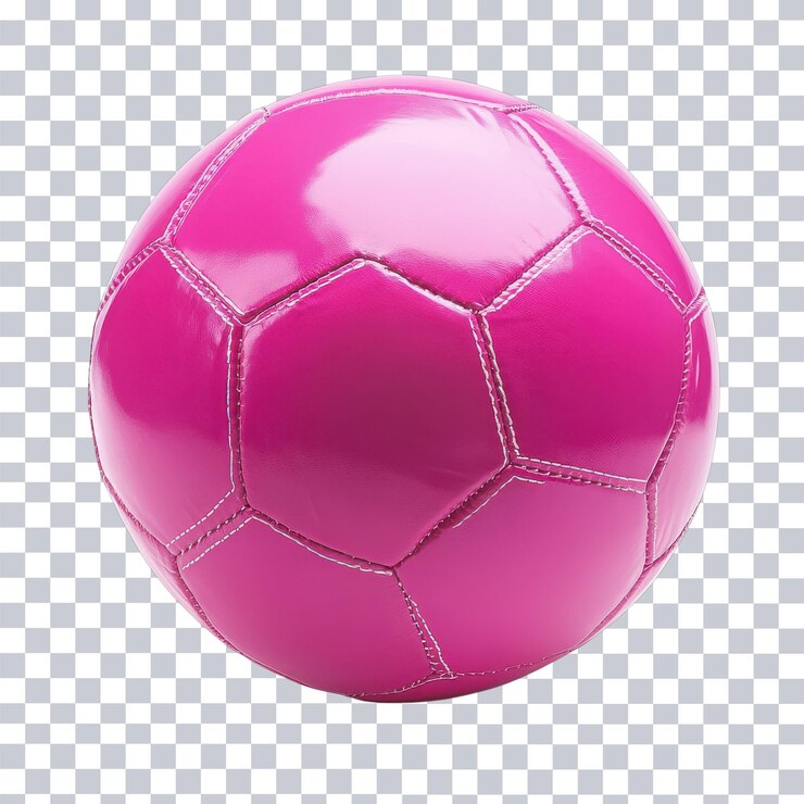 PSD bola de futebol rosa vibrante em fundo branco para promoções esportivas fundo transparente