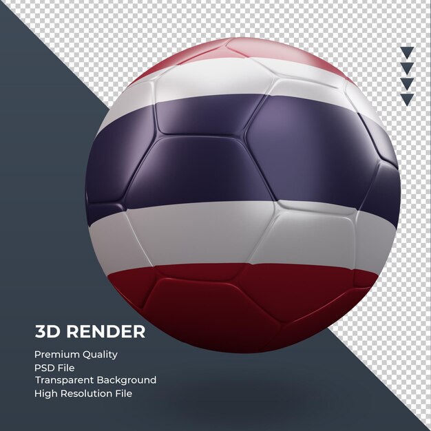 Bola de futebol tailândia bandeira renderização 3d realista vista esquerda