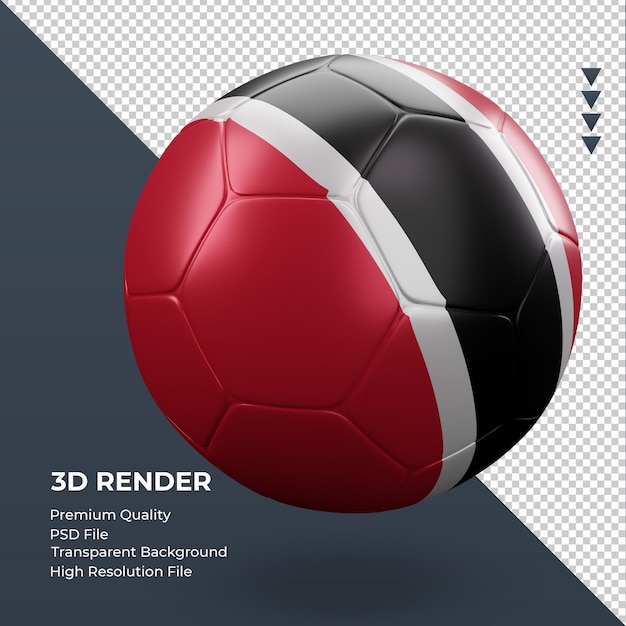 Bola de futebol trinidad e tobago embandeira renderização 3d realista com vista esquerda