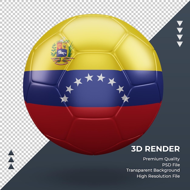 PSD bola de futebol venezuela bandeira renderização 3d realista vista frontal