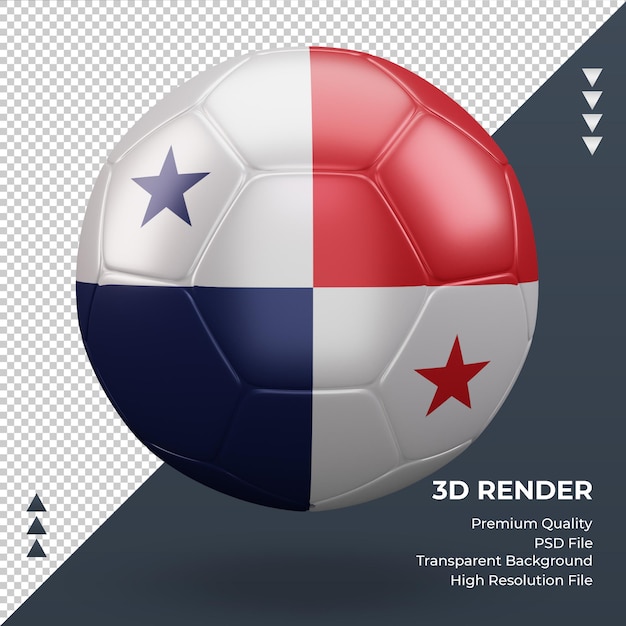 Bola de futebol vista frontal renderização 3d realista da bandeira do panamá