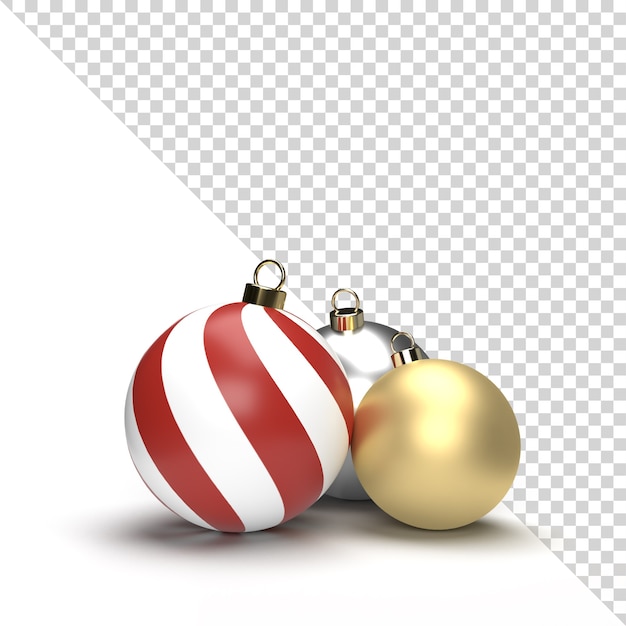 PSD bola de natal 3d ouro e prata isolada