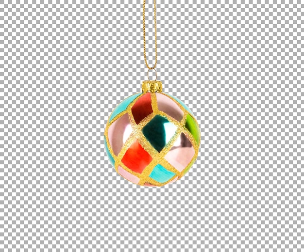 PSD bola de natal de vidro multicolorida isolada em branco
