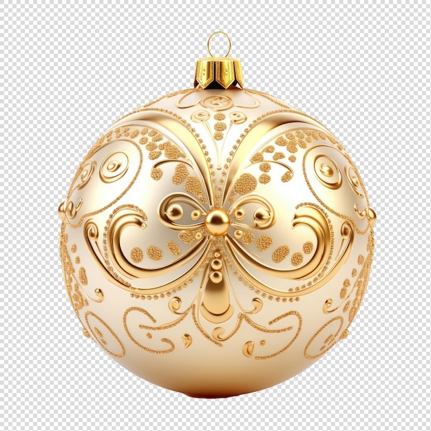 PSD bola de natal dourada com decoração de ornamento fundo png transparente