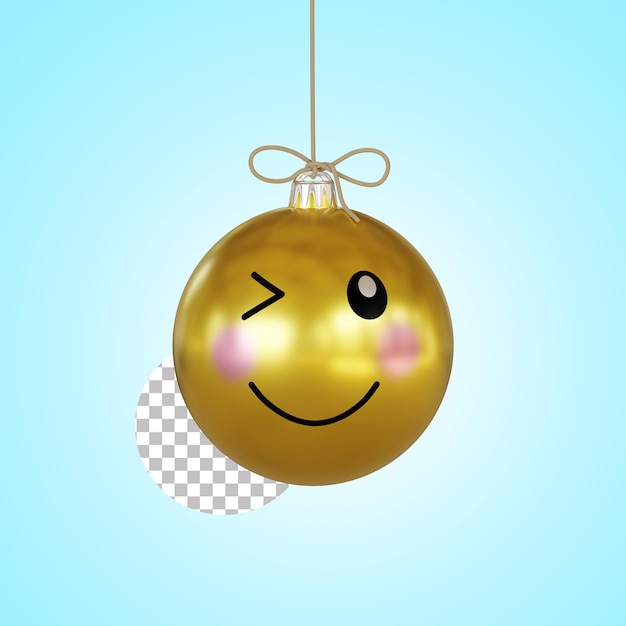 PSD bola de natal sorrindo emoji 3d render