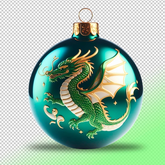 Bola de Natal verde PSD com um dragão verde