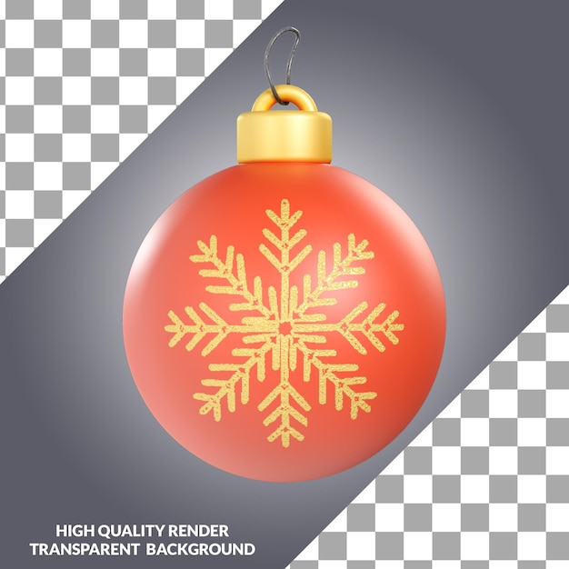 PSD bola de natal vermelha decorativa com design dourado