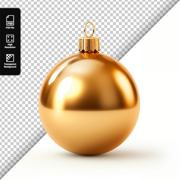 PSD bola de ouro de natal psd para decorar a árvore de natal isolada em fundo transparente